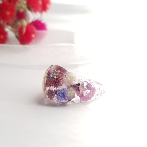 ビオラ リング⁂ドライフラワー指輪