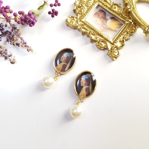 貴石画 ジュエリー ピクチャー 絵画 宝石画 真珠の耳飾りの少女 フェル