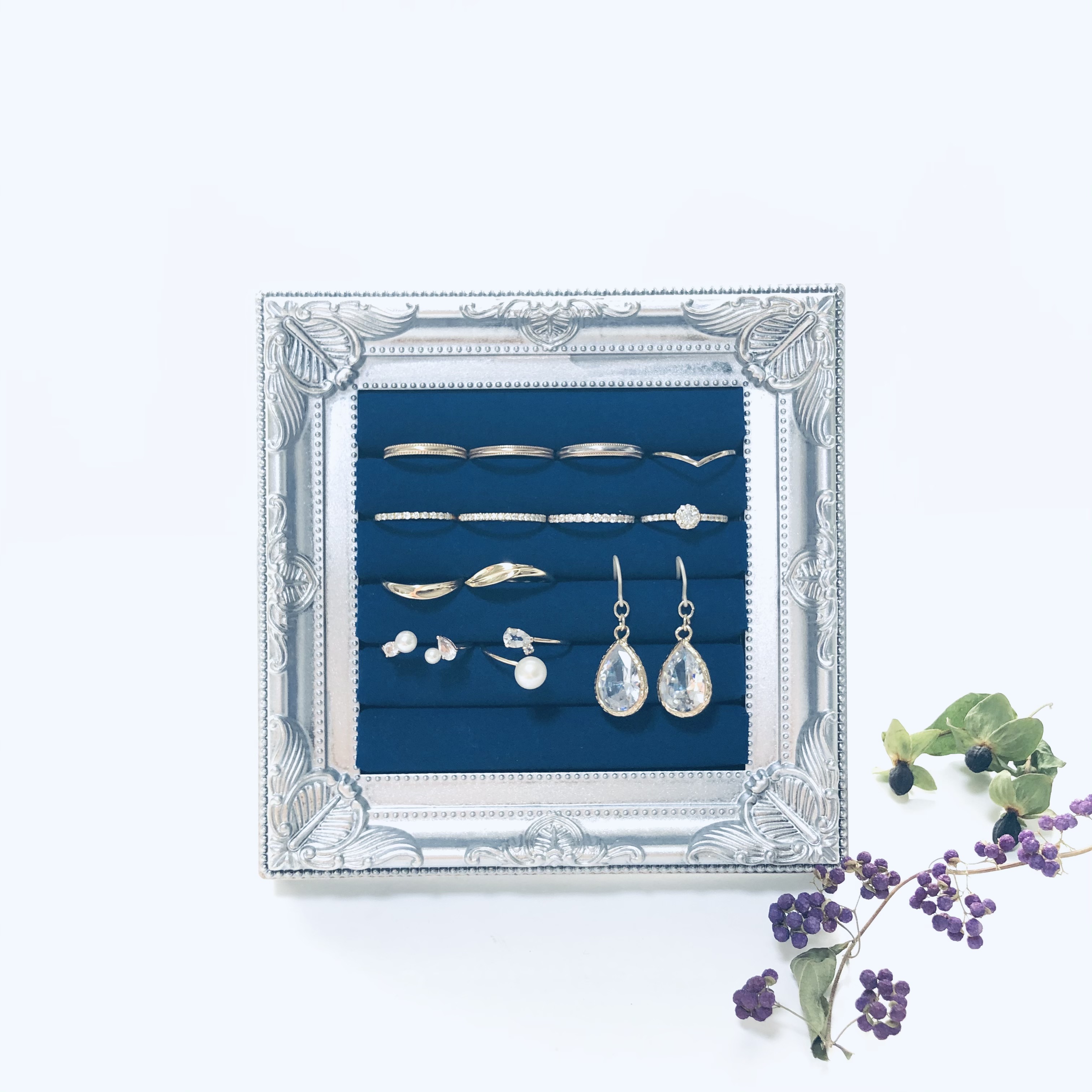 〜アンティークリング収納ケースシルバーSS〜　リングスタンド　ジュエリーボックス　アクセサリー収納　インテリア　什器　皿