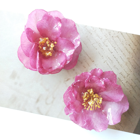 椿のコサージュ/髪飾り〜ドライフラワー 入園式 入学式 春 レジン 