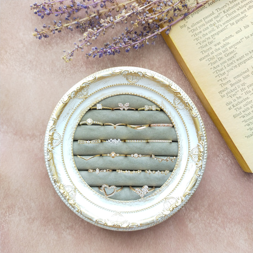 アンティークリング収納ケース 丸型ホワイト〜 リングスタンド