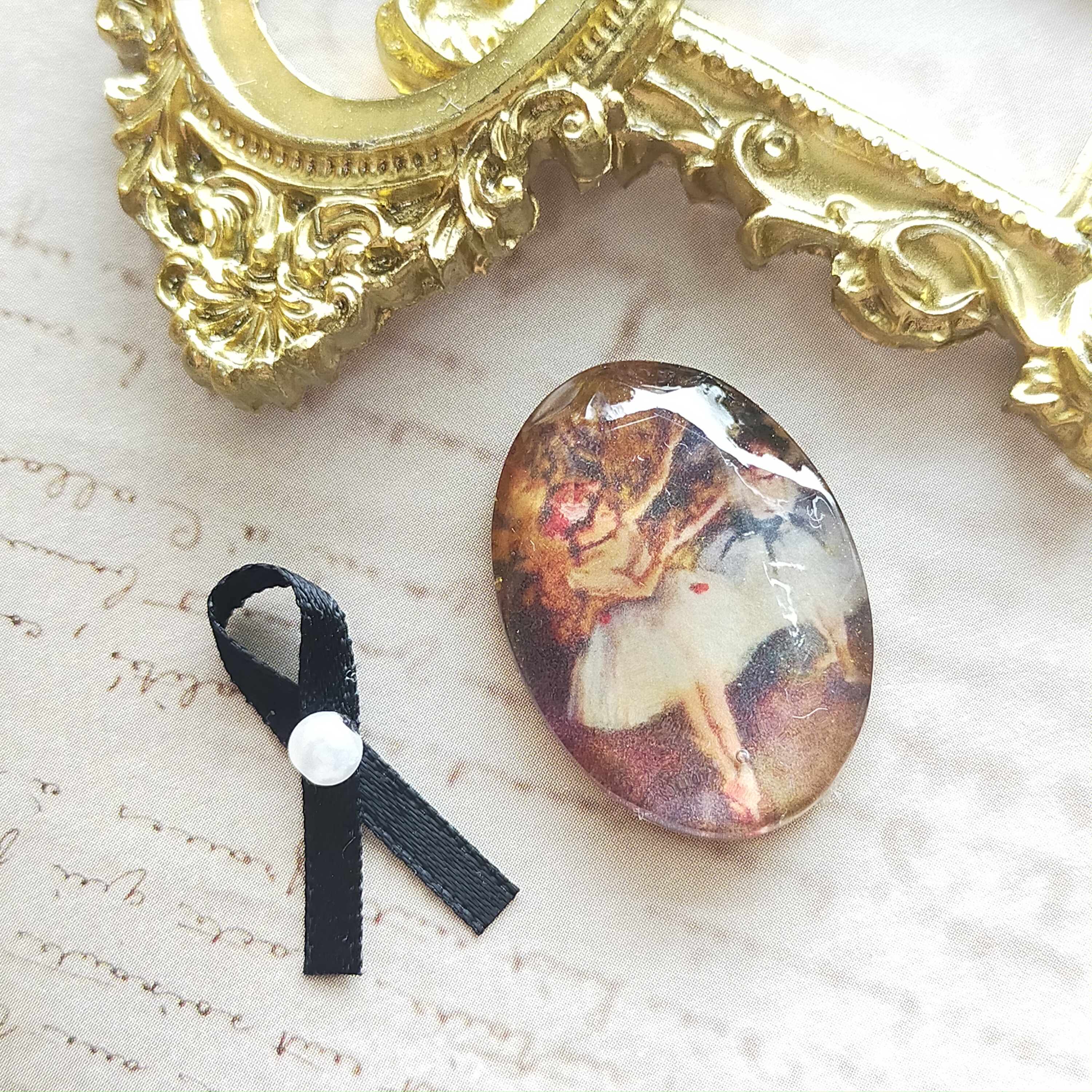 ［組合せ自由］【大人の美術館】〜ドガ［舞台の二人の踊り子］のイヤリング〜　絵画　個性的　アート　紫陽花　クリア　名画　花