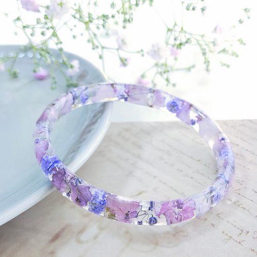 ふんわりラベンダーカラーのバングル〜 くすみカラー アンティーク 紫