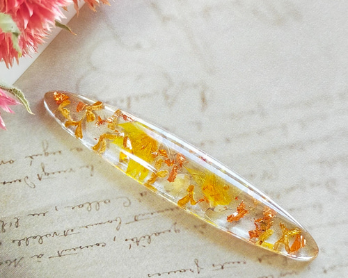 レジンヘアゴム バラシェルお花たっぷりオレンジテラコッタ