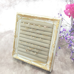 〜大容量アンティークリング収納ケース　ホワイトM　正方形〜　リングトレー  ジュエリーボックス　アクセサリー収納　 8枚目の画像