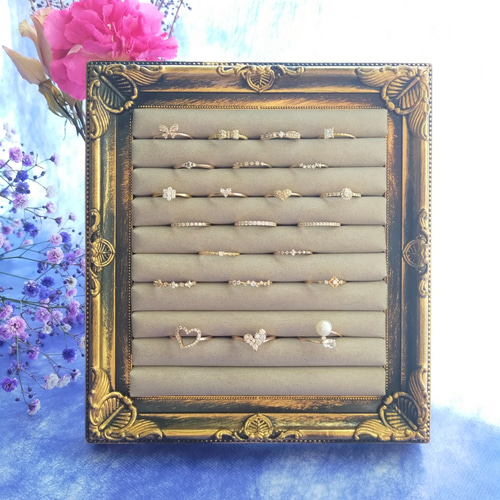 アンティークジュエリーボックス 薔薇 パール ゴールド ベロア