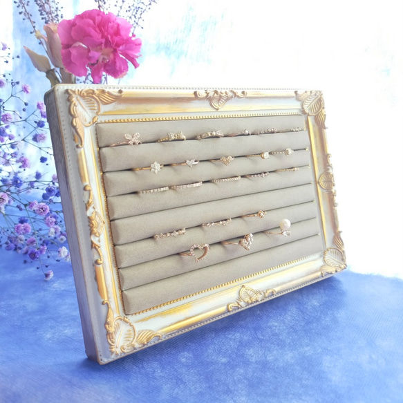 〜大容量アンティークリング収納ケース　ホワイトM〜　リングトレー  ジュエリーボックス　アクセサリー収納　リングケース 4枚目の画像