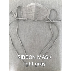 『新作WEEK2021』春夏マスク　ライトグレーチェック柄　リボンマスク 1枚目の画像
