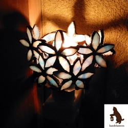 フットランプ「花あかり 空色オキシペタラム（ブルースター）」ステンドグラス おやすみランプ 5枚目の画像