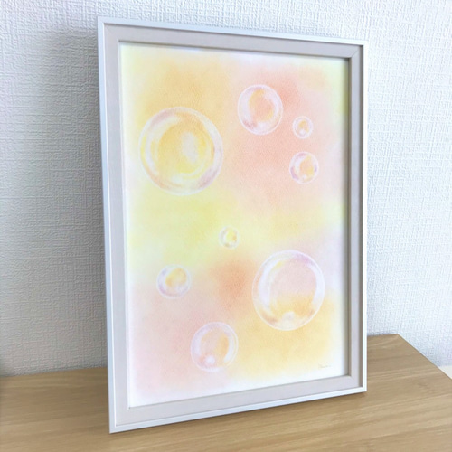 ✻癒しのシャボン玉・オレンジ✻【原画A4サイズ】 イラスト iro