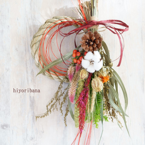 お飾りスワッグ(Red） しめ縄・しめ飾り 日和花 hiyoribana 通販