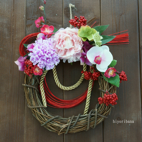 2way】お正月リース(artificial) しめ縄・しめ飾り 日和花 hiyoribana