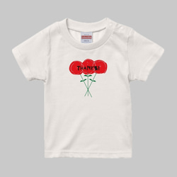 小さな赤い花束Tシャツ【受注制作】 1枚目の画像