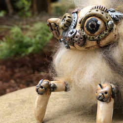 スチームパンク＊猫型ロボット＊羊毛フェルトハンドメイド スチームパンクのカップル猫 羊毛フェルト 置物 全身可動 ねこ