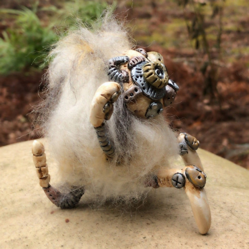 ロボット招き猫 スチームパンク（オーブン樹脂粘土・羊毛