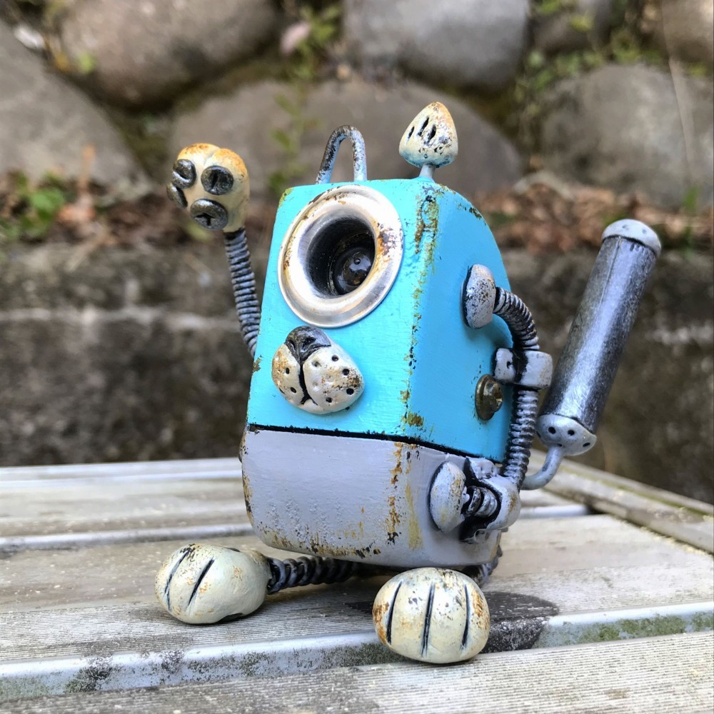招き猫ロボット スカイブルー 立体・オブジェ 桂丸 通販