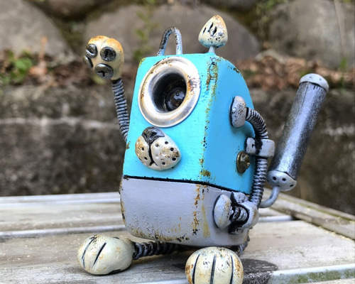 招き猫ロボット スカイブルー 立体・オブジェ 桂丸 通販