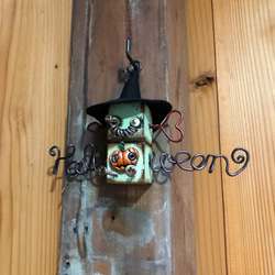 木製ロボット　ハロウィンをモチーフにしたゾンビロボット　Halloweenのワイヤーアート 2枚目の画像