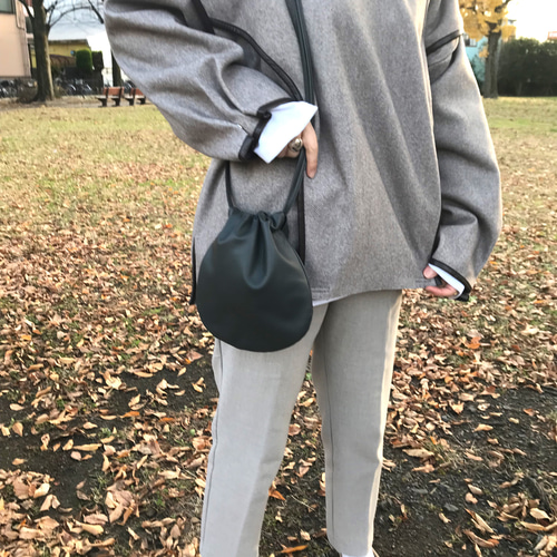 美品 BAGJACK レザーポシェット 巾着 巾着 BAGJACK 美品 レザーポシェット