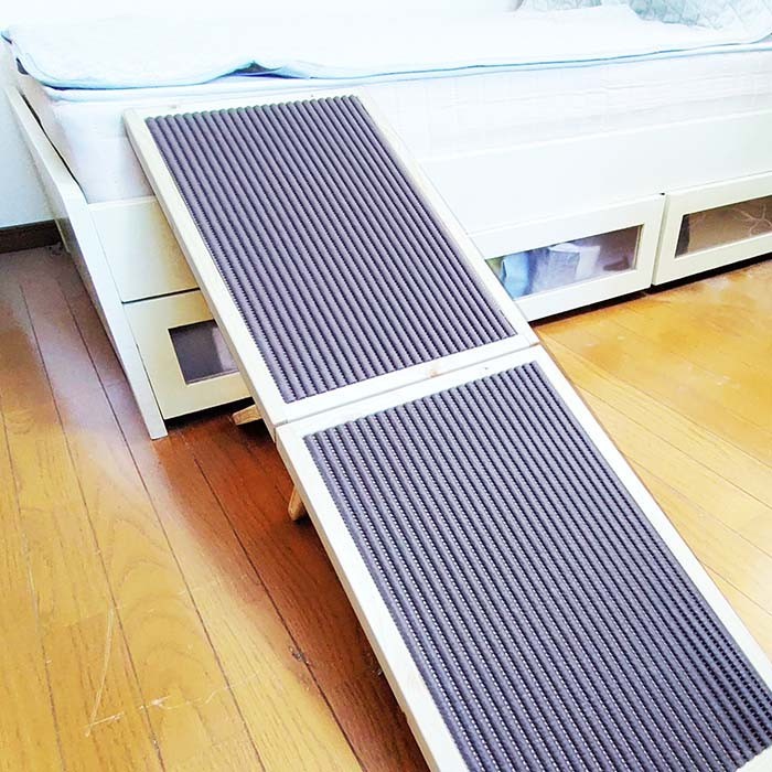 ペットスロープ 【送料無料】 折りたたみ式 ベッド用ロングスロープ & 山型スロープ 木製 緩やか 小型犬 老犬 昇降