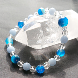 【ダイヤモンドダストS1】ブルーアゲートエンジェライト 水晶 天然石ブレスレット 2枚目の画像