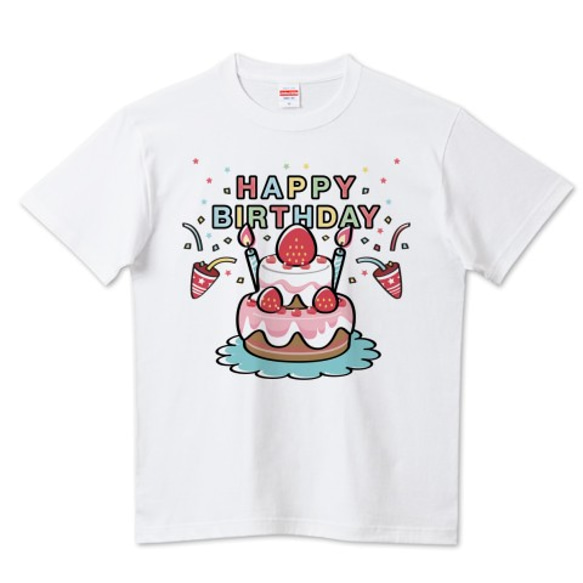 キャラT61　*HAPPY BRTHDAY *半袖Tシャツ*かわいいケーキでお祝い 4枚目の画像