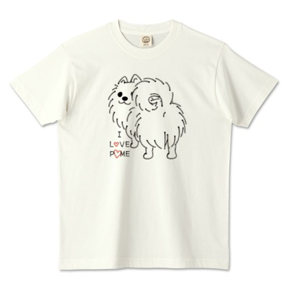 オーガニックコットンＴシャツ*CT83いつも見ているポメラニアンE_*I LOVE POME 1枚目の画像