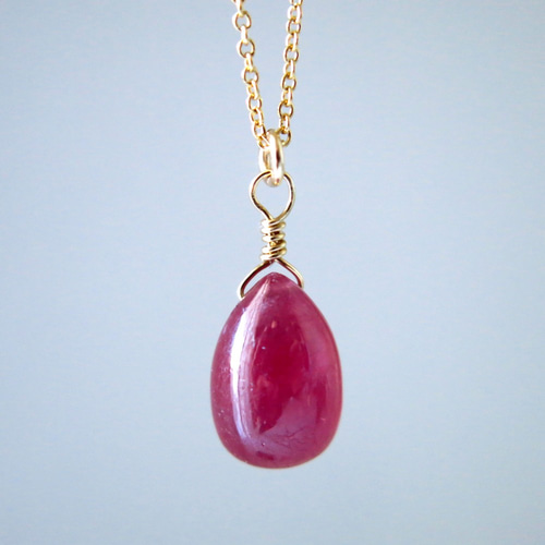 再入荷・ラスト】特大粒☆宝石質AAA ルビーのドロップネックレス 一粒  