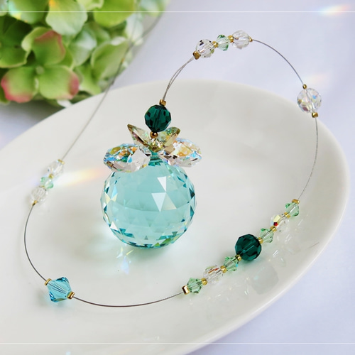 スワロフスキー☆サンキャッチャー*30*アンティークグリーン サン