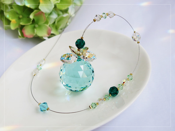 スワロフスキー☆サンキャッチャー*30*アンティークグリーン サン