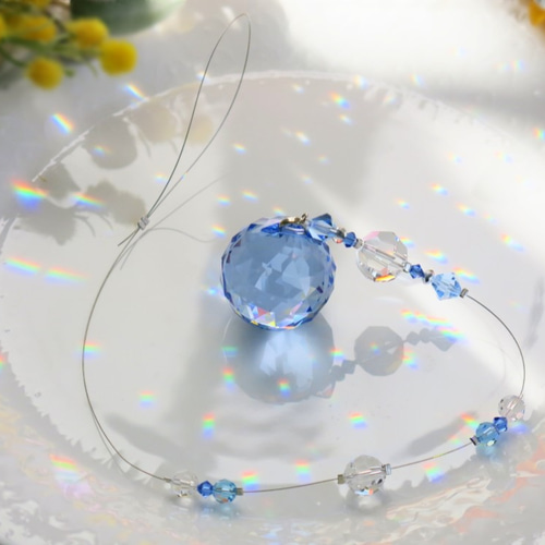 スワロフスキー　サンキャッチャー　クリスタル　ライトサファイア サファイアブルー スワロフスキークリスタル サンキャッチャー 30mm