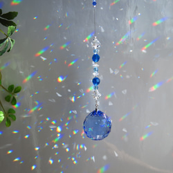 サファイアブルー クリスタルが連なる スワロフスキーサンキャッチャー