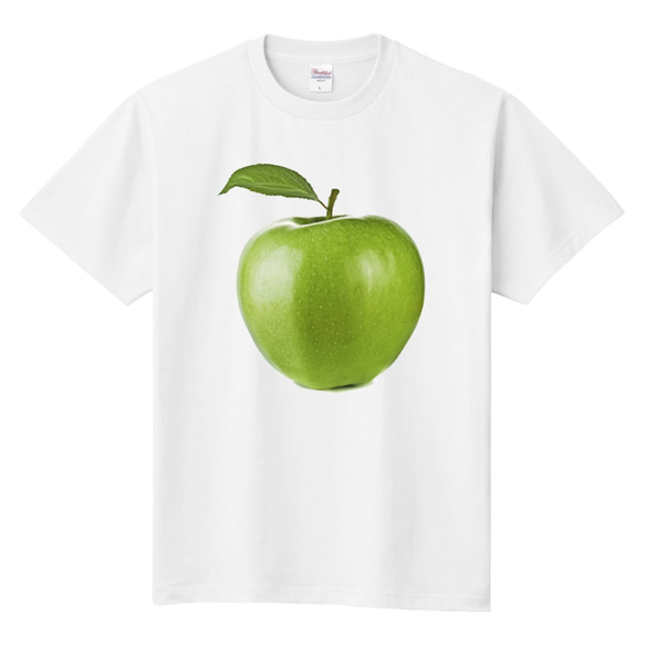 ■MARIMADE■ リアルな好きなたべものTシャツ 青りんご 青林檎■アップル ティーシャツ 食べ物 フルーツ 好物 2枚目の画像