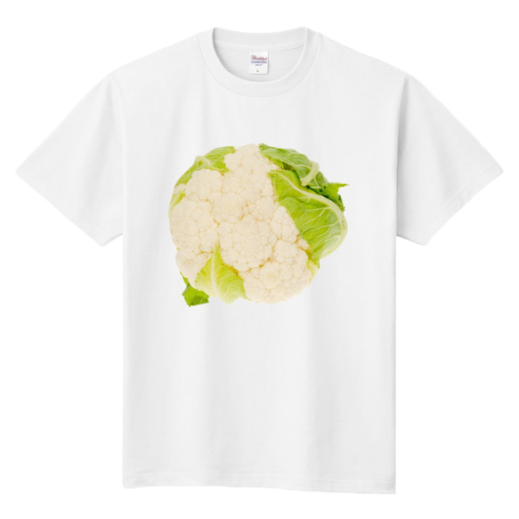 ■MARIMADE■ リアルな好きなたべものTシャツ カリフラワー■筋肉飯 筋トレ ダイエット ティーシャツ 食べ物野菜 2枚目の画像