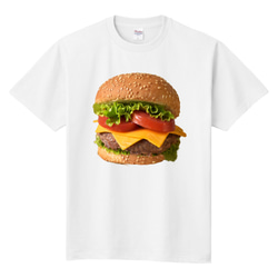 ■MARIMADE■ リアルな好きなたべものTシャツ ハンバーガー■ファストフード マック ティーシャツ 食べ物 好物 2枚目の画像