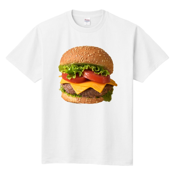 ■MARIMADE■ リアルな好きなたべものTシャツ ハンバーガー■ファストフード マック ティーシャツ 食べ物 好物 2枚目の画像