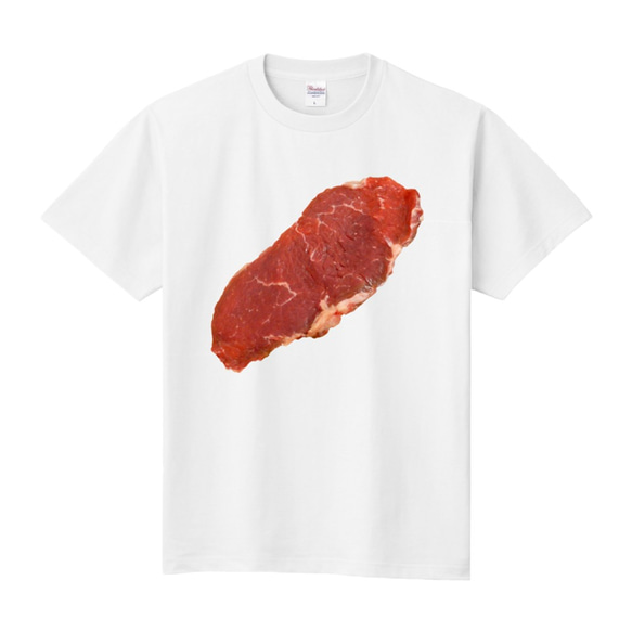 ■MARIMADE■ リアルな好きなたべものTシャツ 豚肉 ポーク お肉■筋肉飯 筋トレ ダイエット ティーシャツ 食べ 2枚目の画像