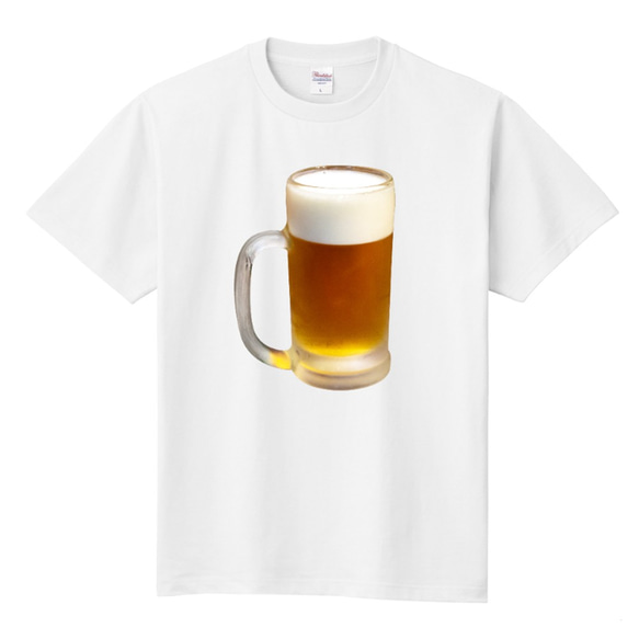 ■MARIMADE■ リアルな好きなたべものTシャツ ビール■お酒 酒豪 飲み会 面白 おもしろ ティーシャツ 食べ物 2枚目の画像