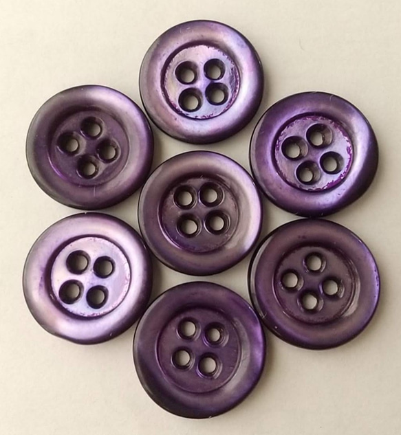 パープル 4穴 貝ボタン 7個 φ13mm シェル フランス ヴィンテージ 