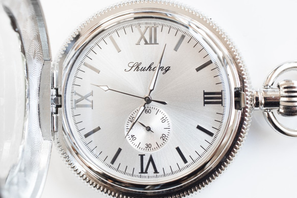 機械式手巻懐中時計　サイドワインダーシルバー オリジナルチェーン 7枚目の画像