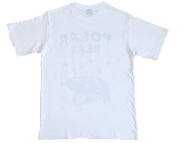 星空の下のシロクマ 白Tシャツ Mサイズ Polar Bear ホワイト ハンドメイド 3枚目の画像