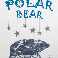 星空の下のシロクマ 白Tシャツ Mサイズ Polar Bear ホワイト ハンドメイド 7枚目の画像
