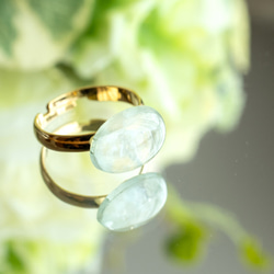 【13号～Free size】Aquamarine×真鍮のリング 天然石の指輪シリーズ アクアマリン 5枚目の画像