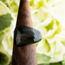 【13号～Free size】Obsidian×真鍮のリング 天然石の指輪シリーズ オブシディアン 2枚目の画像