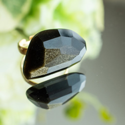 【13号～Free size】Obsidian×真鍮のリング 天然石の指輪シリーズ オブシディアン 5枚目の画像