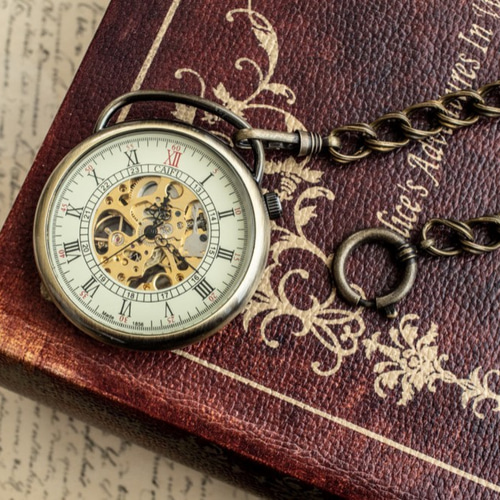 機械式手巻懐中時計 オープンフェイス172 アンティークゴールド