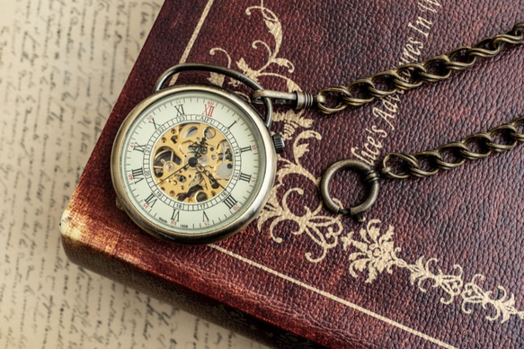 機械式手巻懐中時計 オープンフェイス172 アンティークゴールド