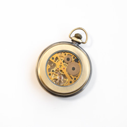 機械式手巻懐中時計 チョコレートカラー オープンフェイス199 アンティークゴールド オリジナル懐中時計チェーン付属 7枚目の画像