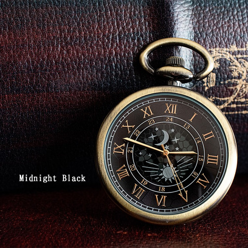 太陽と月の懐中時計『Midnight Blackカラー』日本製 オリジナル