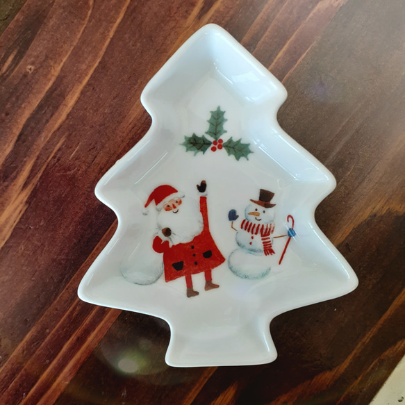 クリスマスミニプレート(サンタと雪だるまB) 2枚目の画像